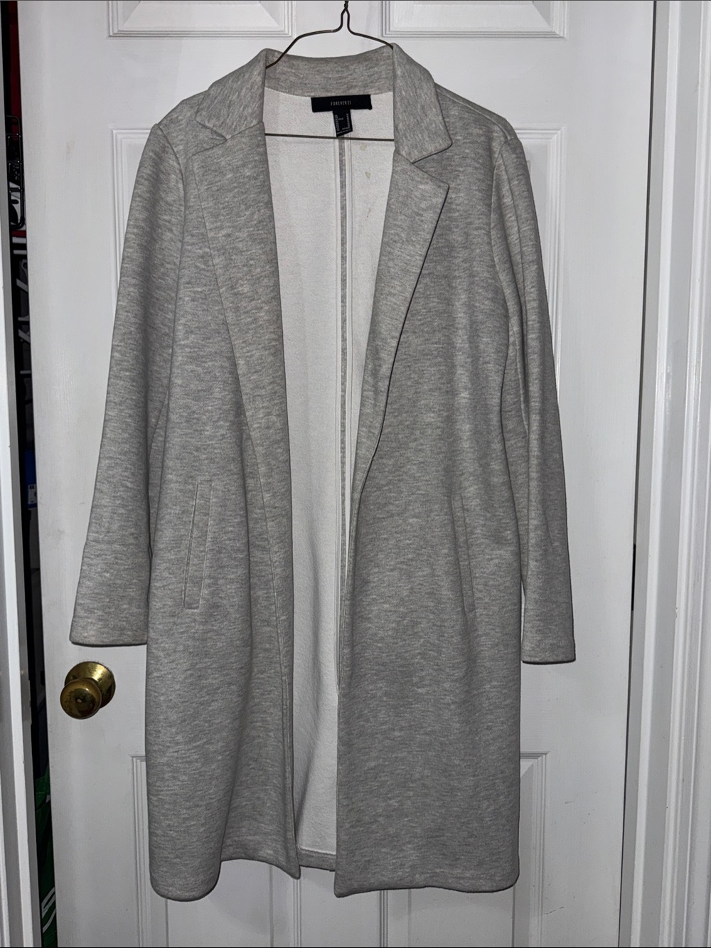 Forever 21 Heather Gray Longline Open-Front Trench Coat